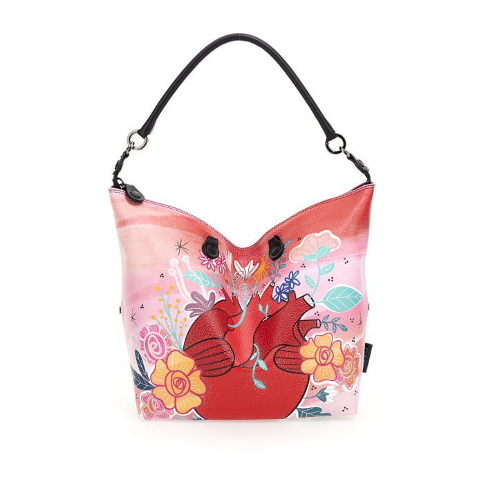 Borsa Donna a Mano con Tracolla GABS G3 PLUS Trasformabile in Pelle stampa Fiorisciti Large