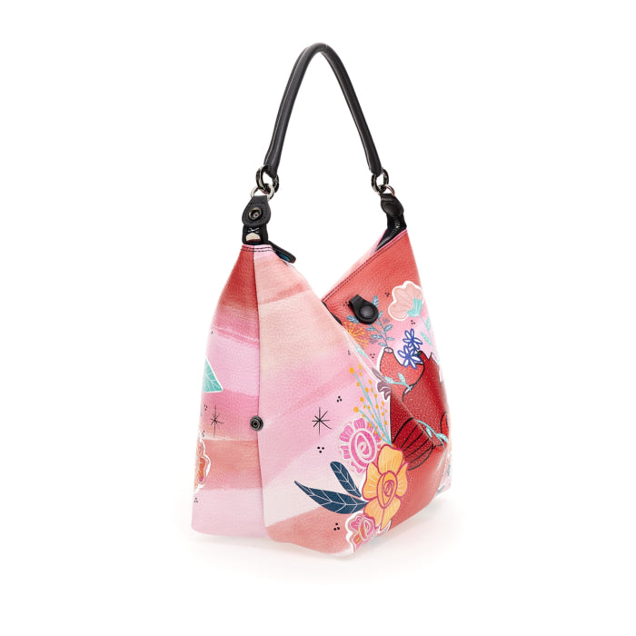 Borsa Donna a Mano con Tracolla GABS G3 PLUS Trasformabile in Pelle stampa Fiorisciti Large