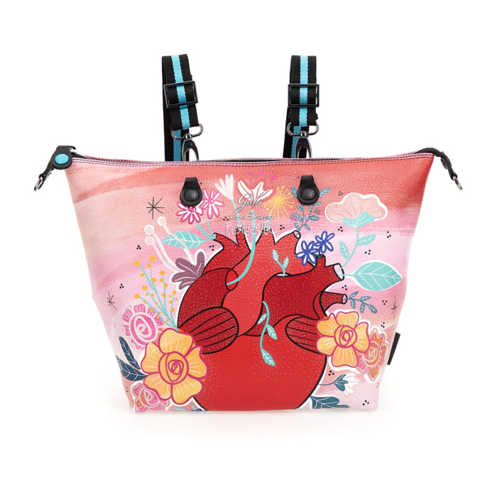 Borsa Donna a Mano con Tracolla GABS G3 PLUS Trasformabile in Pelle stampa Fiorisciti Large