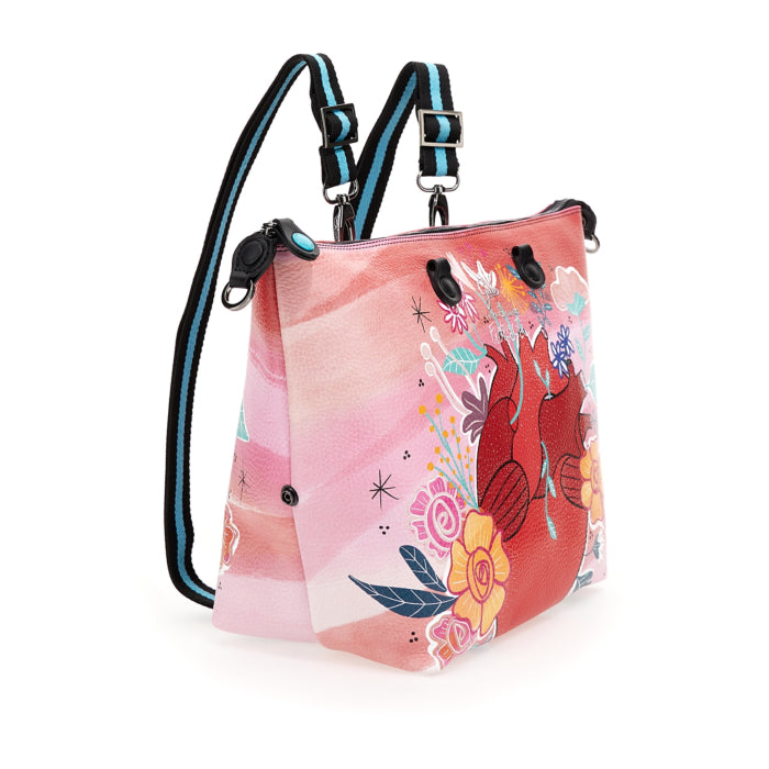 Borsa Donna a Mano con Tracolla GABS G3 PLUS Trasformabile in Pelle stampa Fiorisciti Large