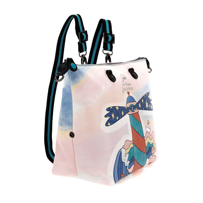 Borsa Donna a Mano con Tracolla GABS G3 PLUS Trasformabile in Pelle stampa Segui la Tua Luce Large