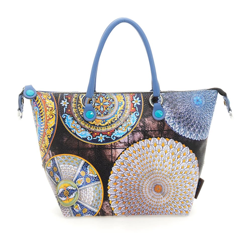 Borsa Donna a Mano con Tracolla GABS G3 PLUS Holiday in Pelle stampa Piatti Ravello Medium