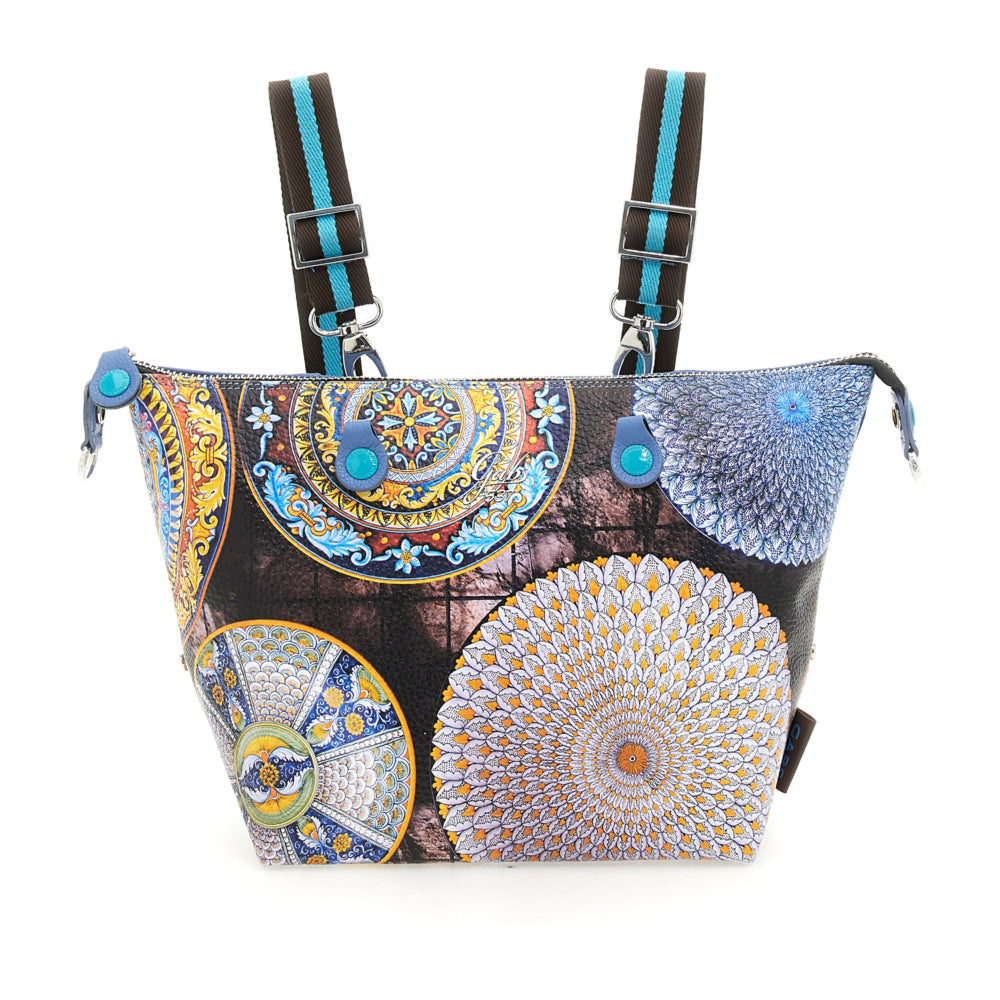 Borsa Donna a Mano con Tracolla GABS G3 PLUS Holiday in Pelle stampa Piatti Ravello Medium