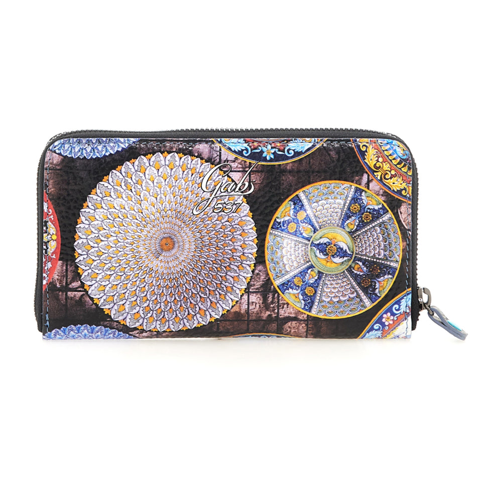 Portafoglio Donna Zip Around GABS GMONEY17 in Pelle stampa Piatti Ravello