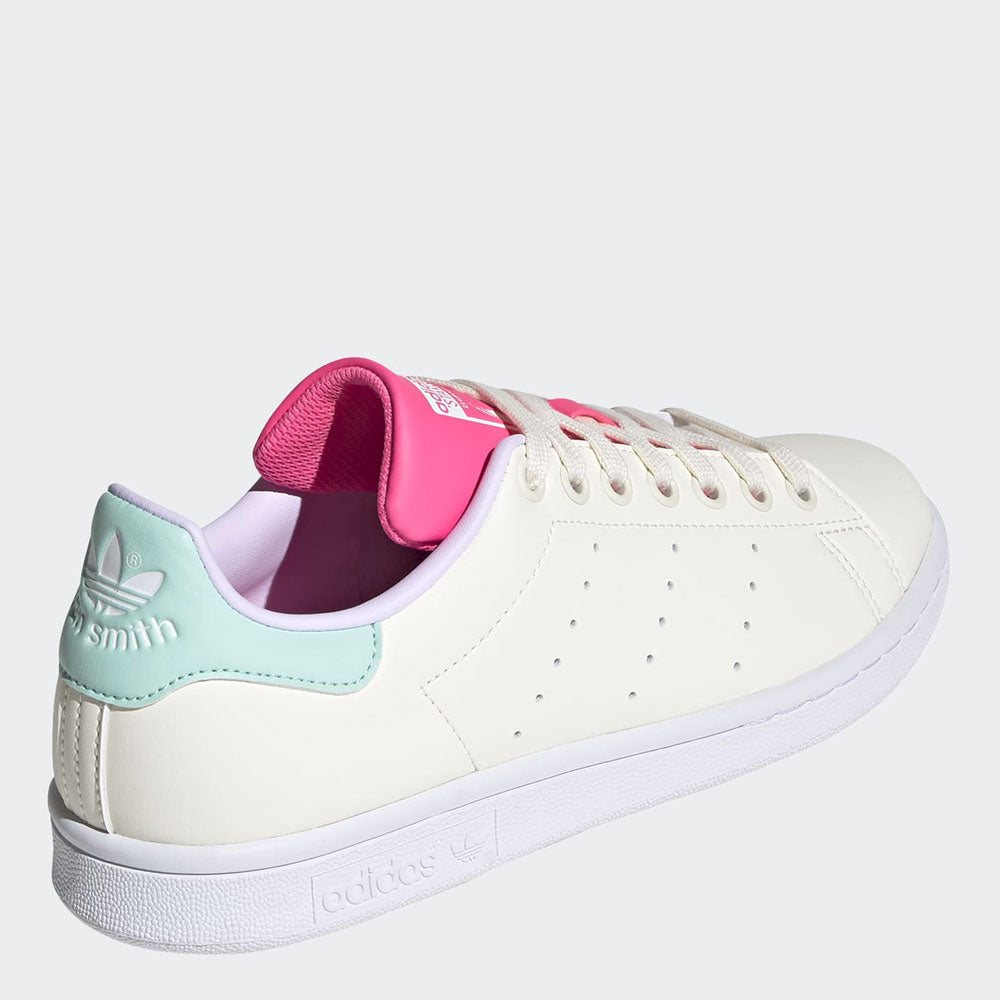 Scarpe Donna ADIDAS Sneakers linea Stan Smith Vegan colore Bianco Verde Acqua e Rosa