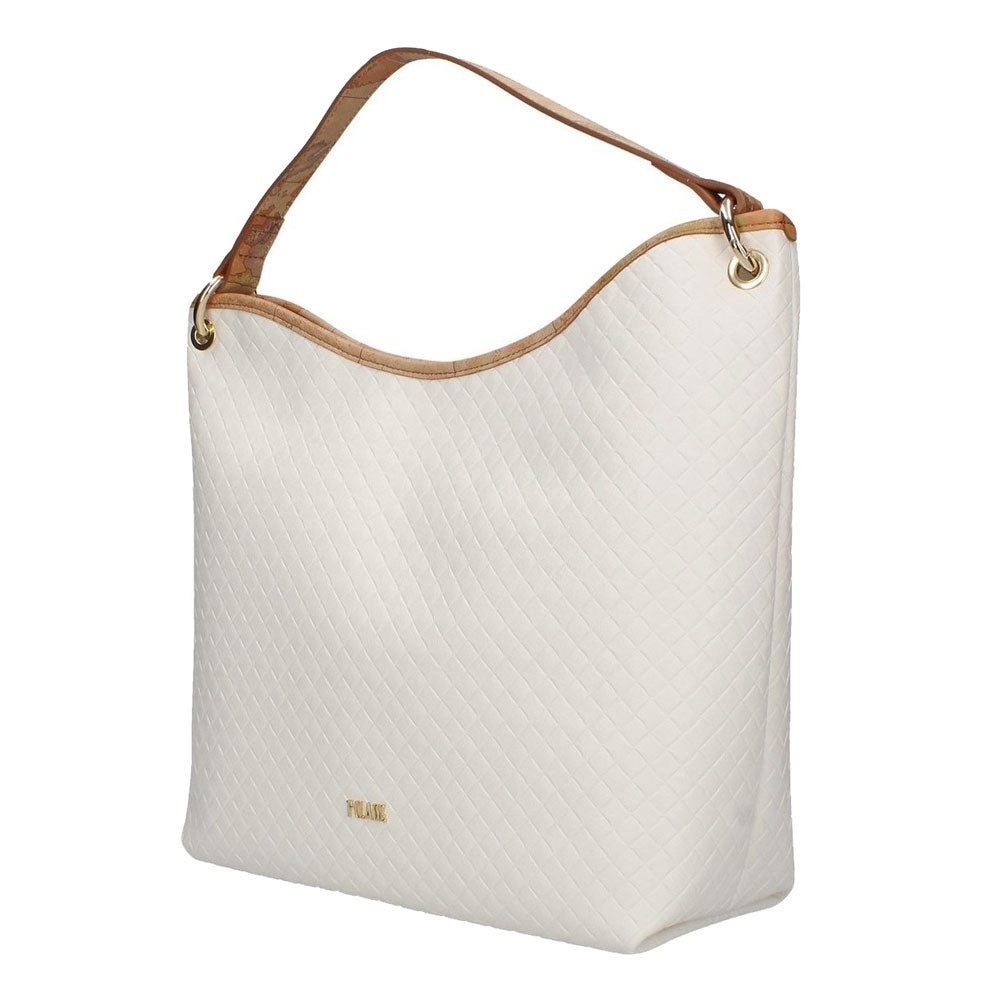 Borsa Donna a Spalla 1A Classe Alviero Martini linea Beverly Effetto Intrecciato Bianco GQ62