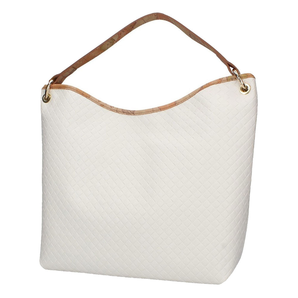 Borsa Donna a Spalla 1A Classe Alviero Martini linea Beverly Effetto Intrecciato Bianco GQ62