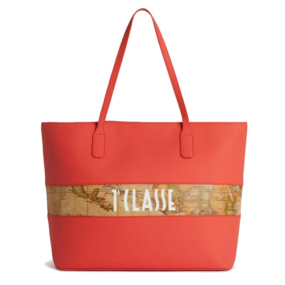 Borsa Donna Shopping 1A Classe Alviero Martini linea Geo Party in Tessuto Gommato Corallo e Geo Classic GT11