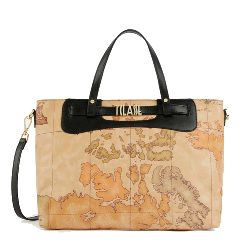 Borsa Donna a Mano 1A Classe Alviero Martini linea Soft Generation stampa Geo Classic e Nero GV75