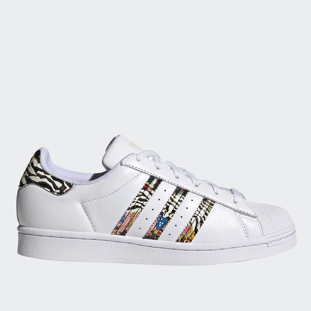 Scarpe Donna ADIDAS Sneakers linea Superstar W in Pelle colore Bianco e Zebrato