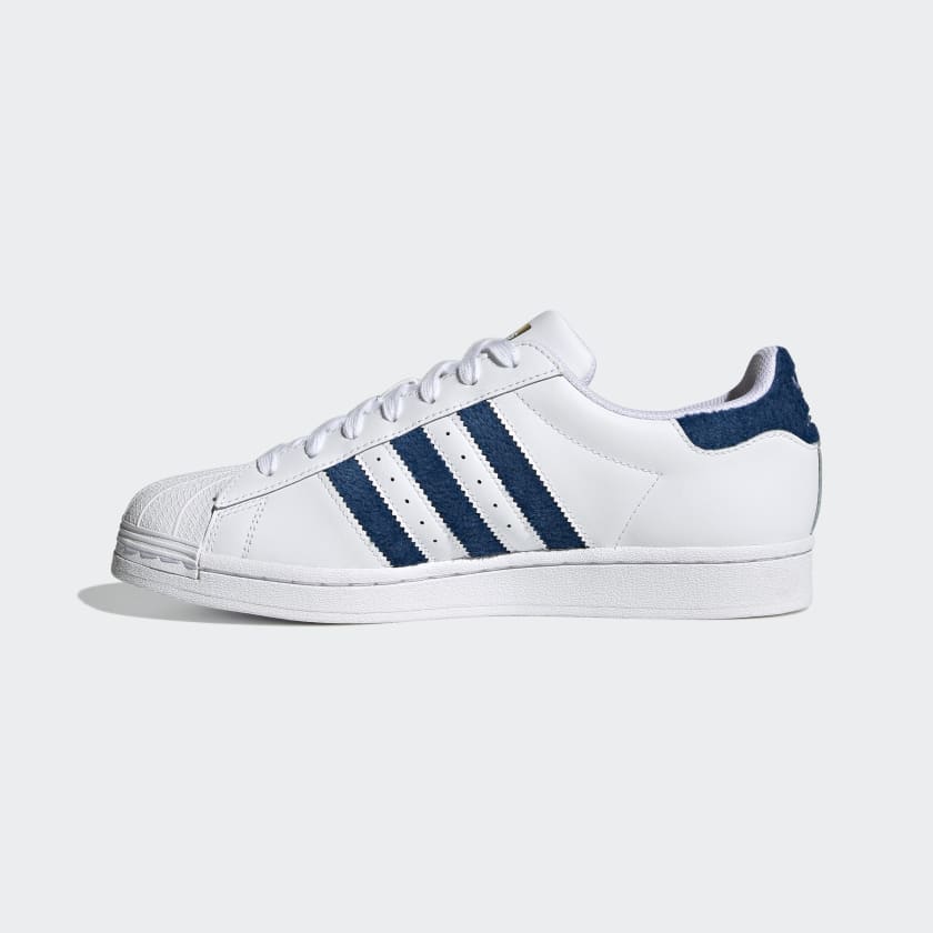 Scarpe ADIDAS Sneakers Uomo linea Superstar in Pelle colore Bianco e Blu