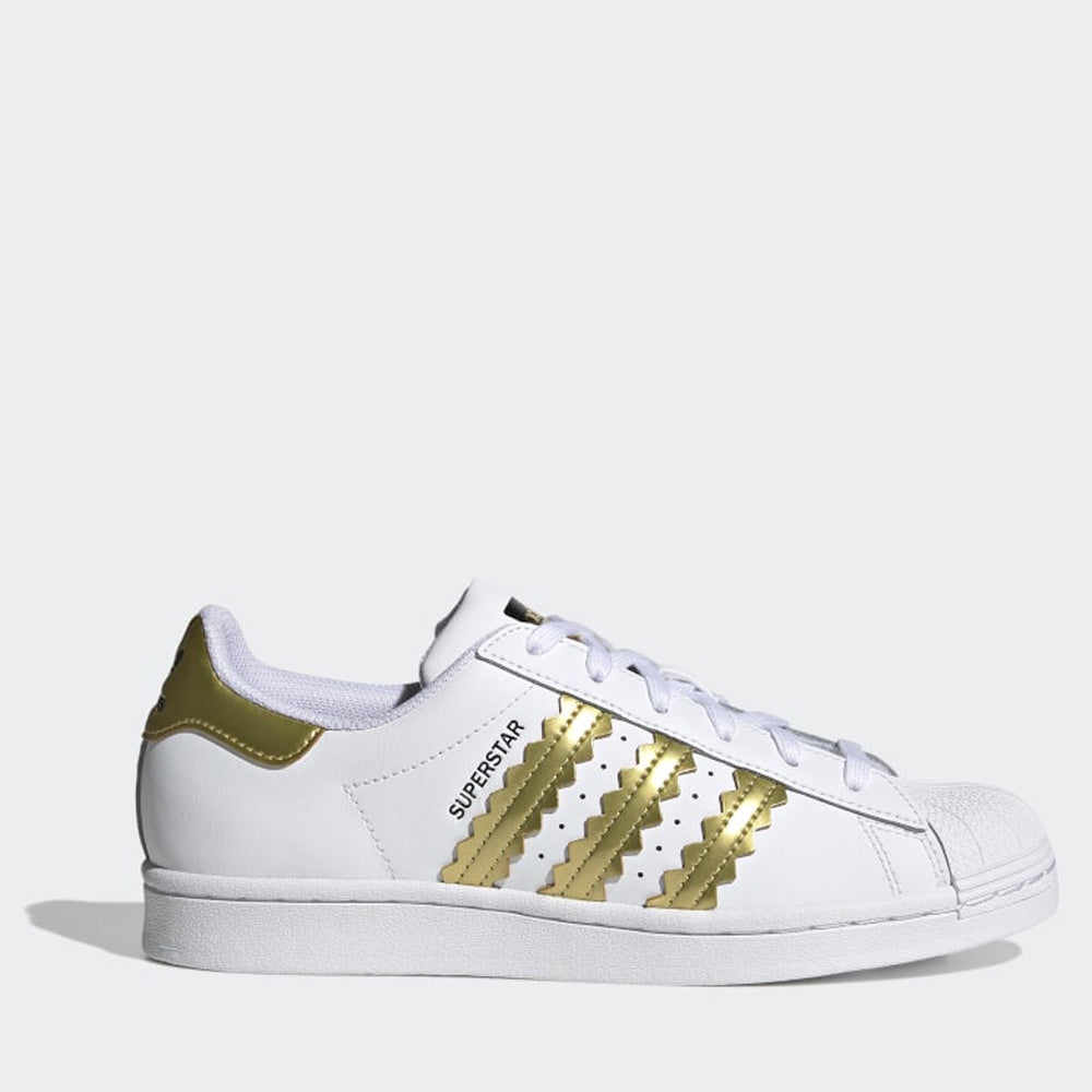 Scarpe Donna ADIDAS Sneakers linea Superstar W in Pelle colore Bianco e Oro a sconto Cuoieriashop