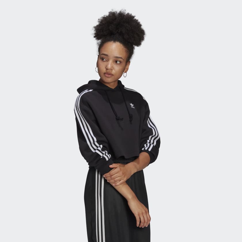 Felpa con Cappuccio ADIDAS linea Adicolor Classic Crop colore Nero