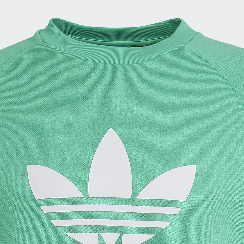 Felpa ADIDAS linea Adicolor Trefoil Crew colore Hi-Res Green e White
