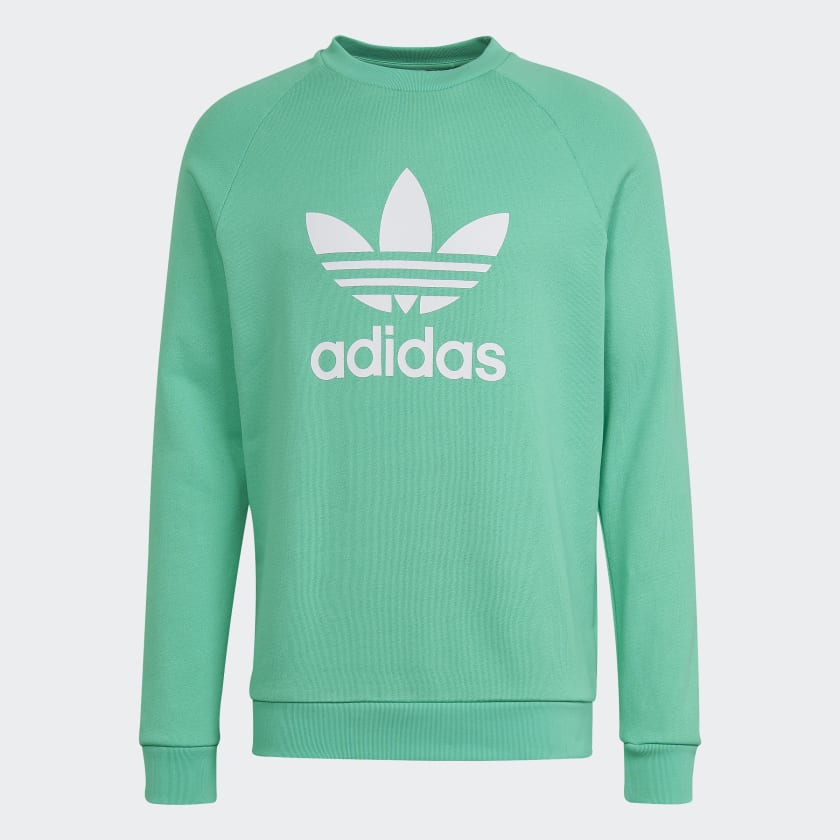 Felpa ADIDAS linea Adicolor Trefoil Crew colore Hi-Res Green e White
