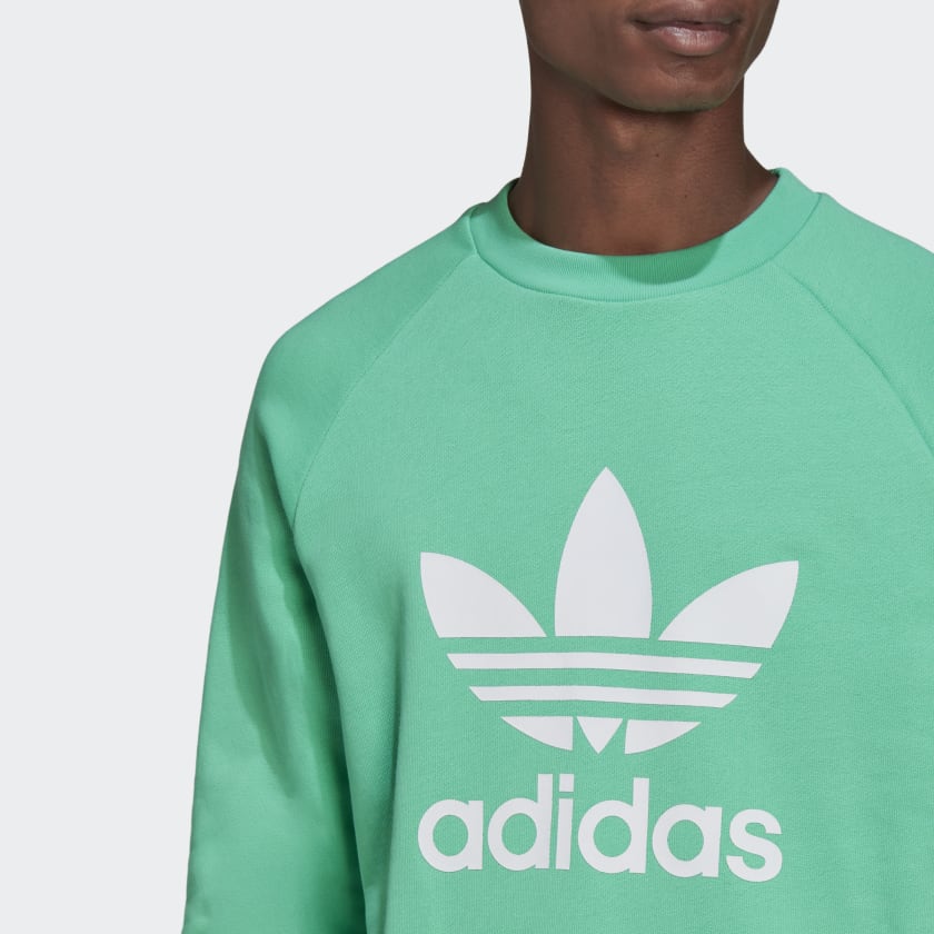 Felpa ADIDAS linea Adicolor Trefoil Crew colore Hi-Res Green e White