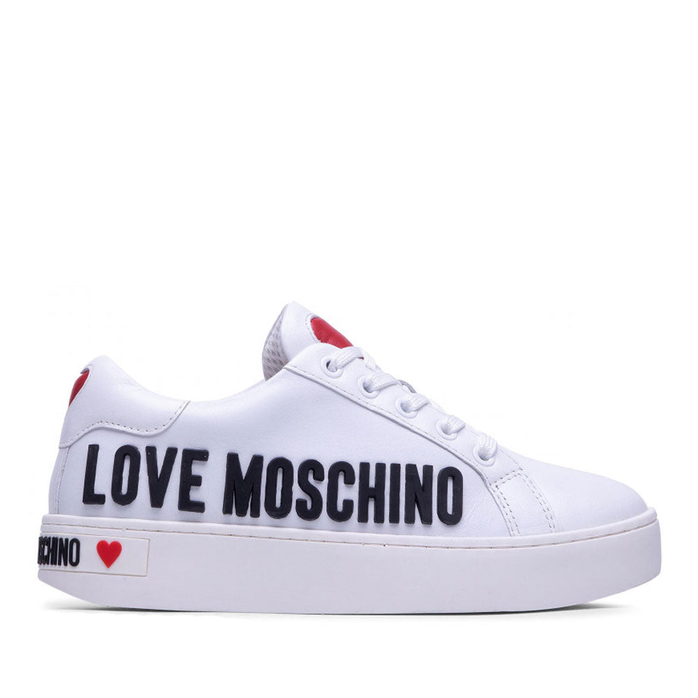 Scarpe Donna LOVE MOSCHINO Sneakers in Pelle Bianca linea Rubber Logo