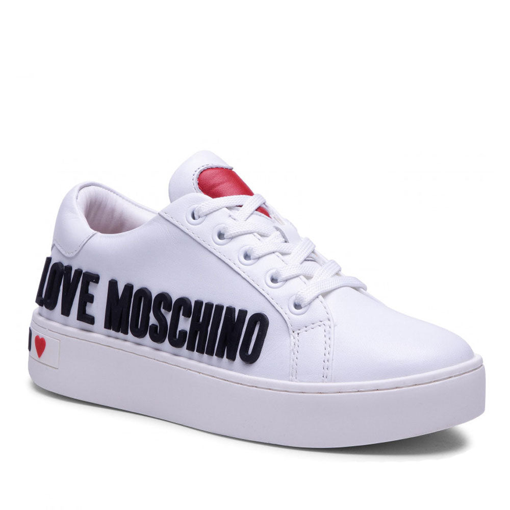 Scarpe Donna LOVE MOSCHINO Sneakers in Pelle Bianca linea Rubber Logo