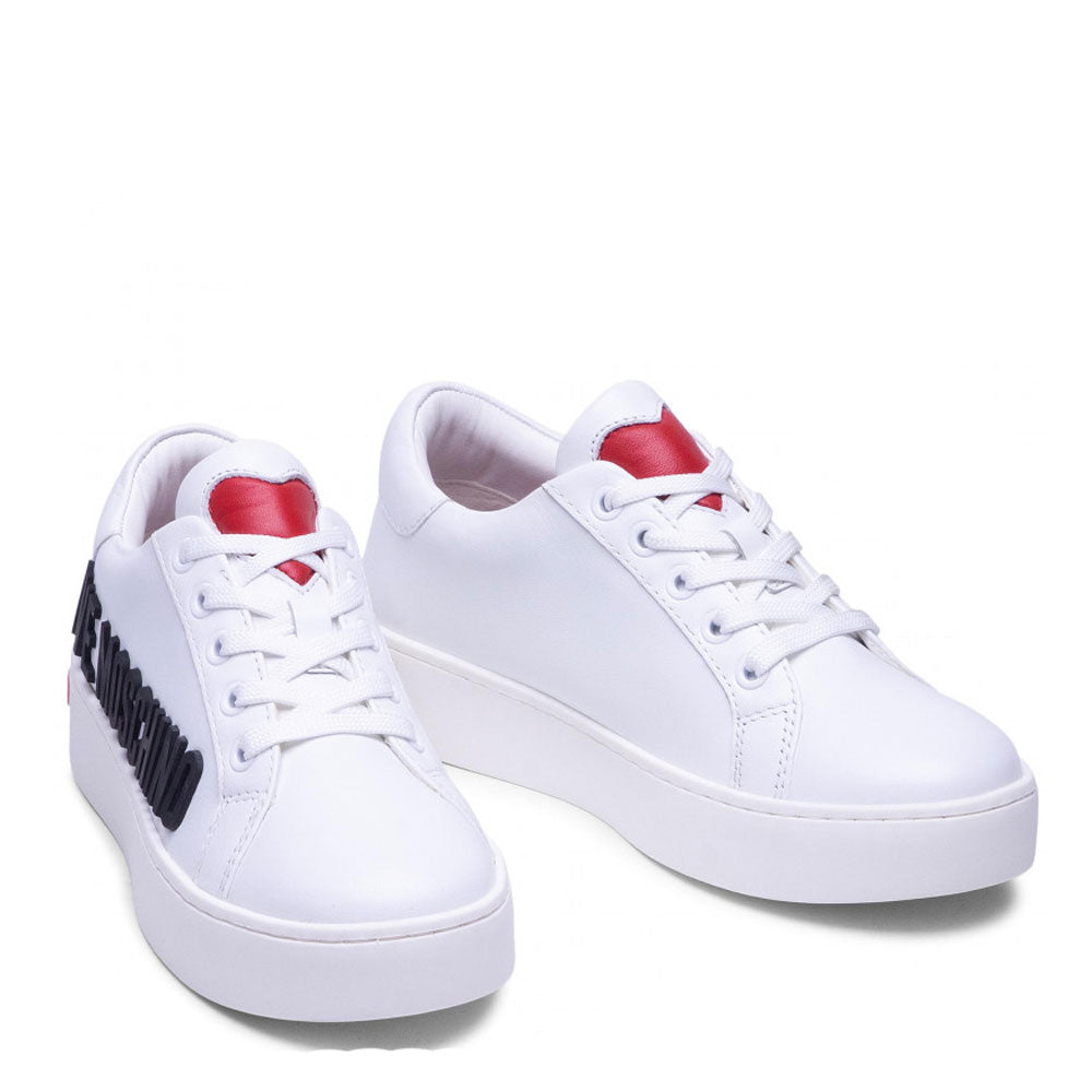 Scarpe Donna LOVE MOSCHINO Sneakers in Pelle Bianca linea Rubber Logo