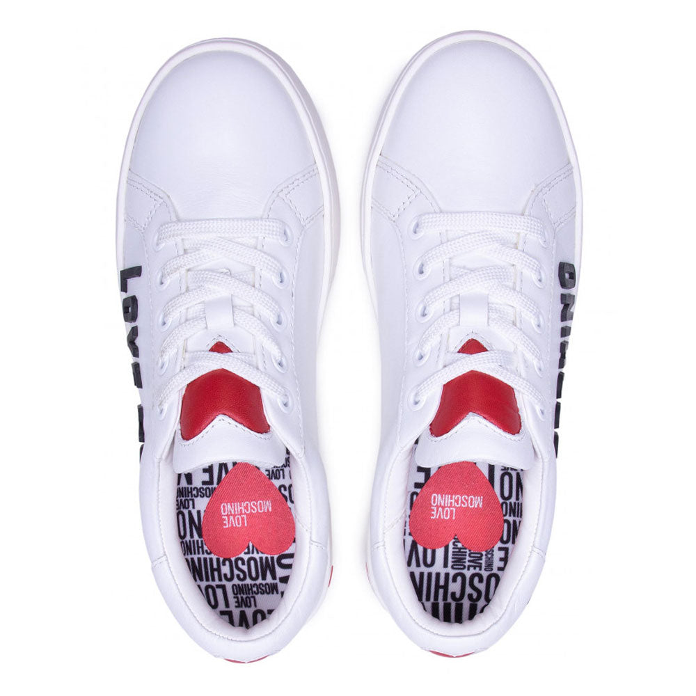 Scarpe Donna LOVE MOSCHINO Sneakers in Pelle Bianca linea Rubber Logo
