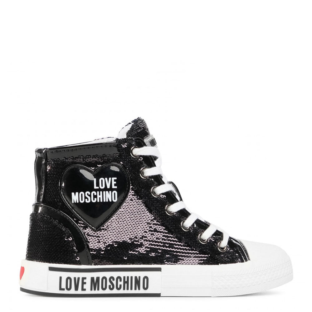 Scarpe Donna LOVE MOSCHINO Sneakers Alte con Paillettes Nere