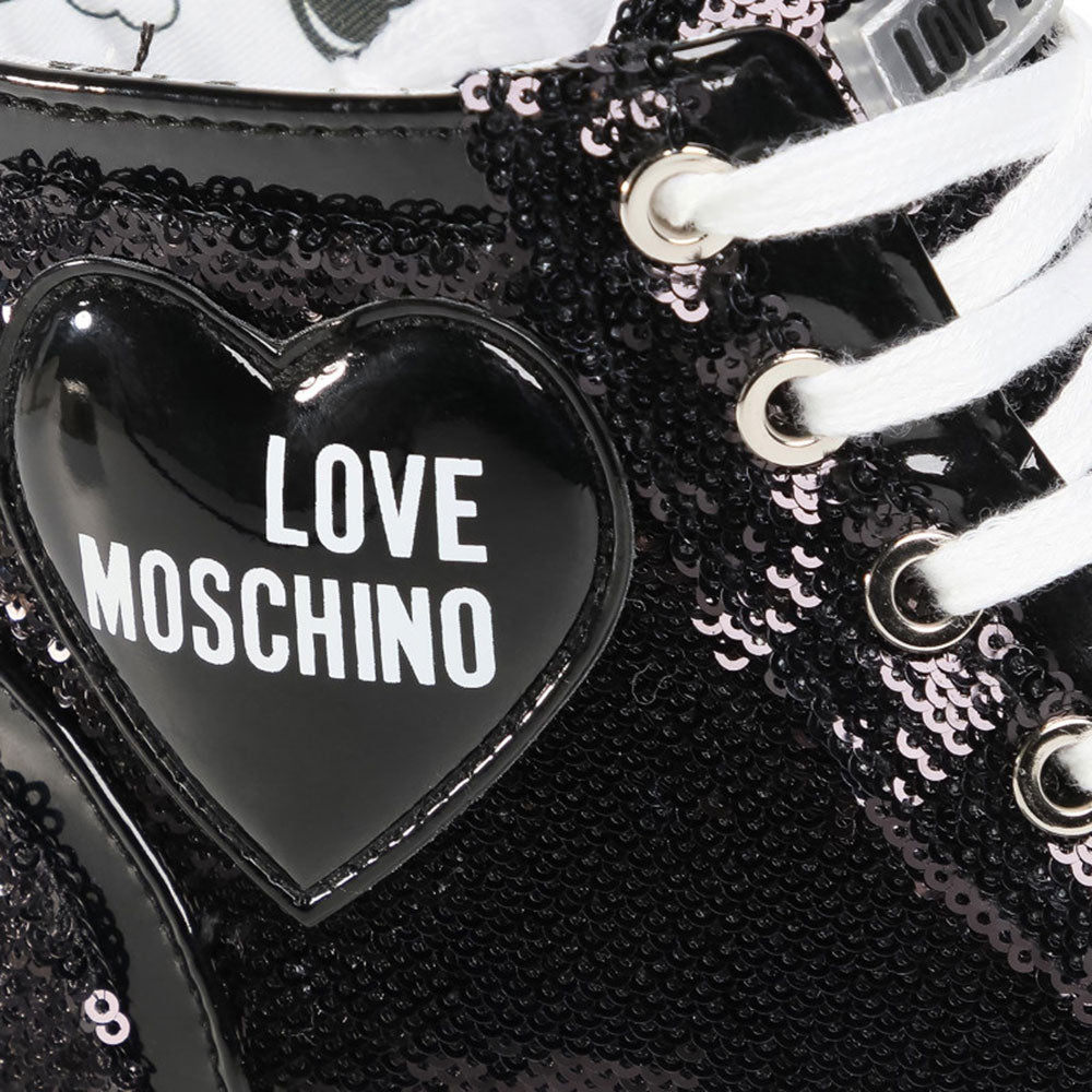 Scarpe Donna LOVE MOSCHINO Sneakers Alte con Paillettes Nere