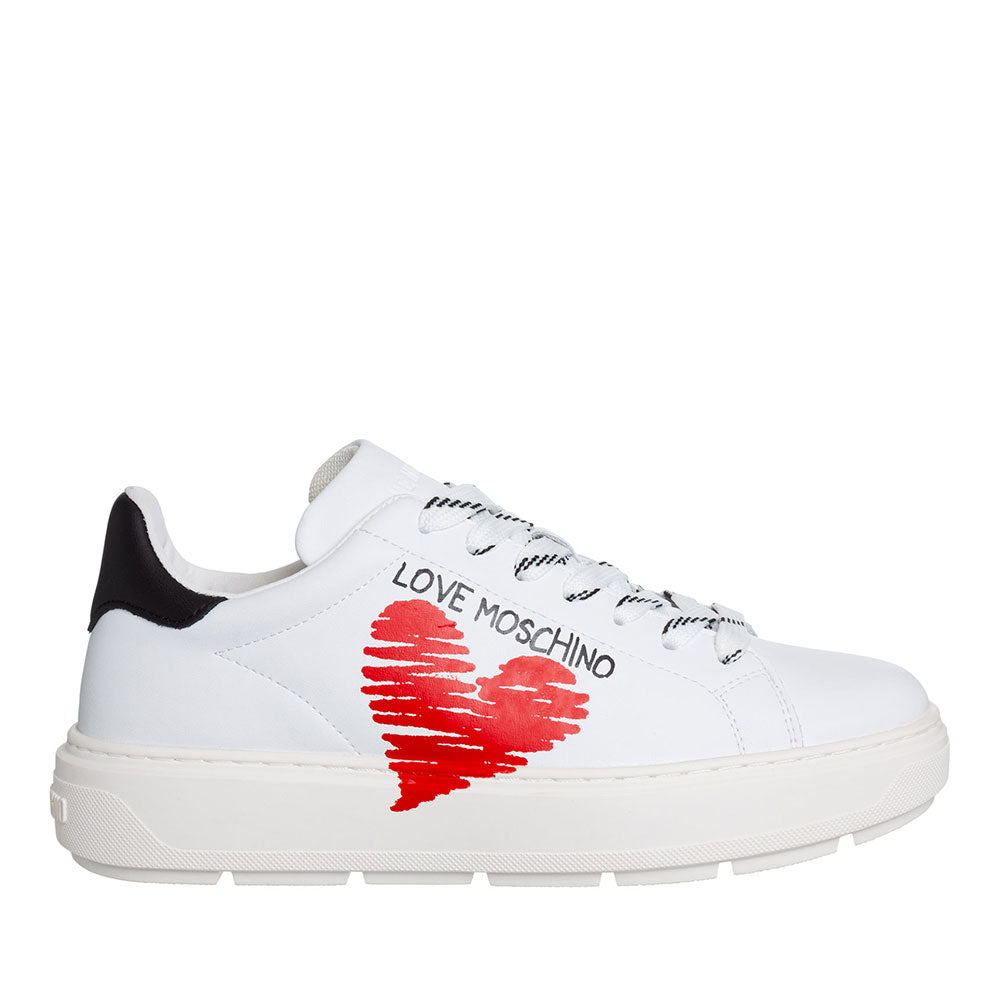 Scarpe Donna LOVE MOSCHINO Sneakers linea Bold in Pelle Bianca con