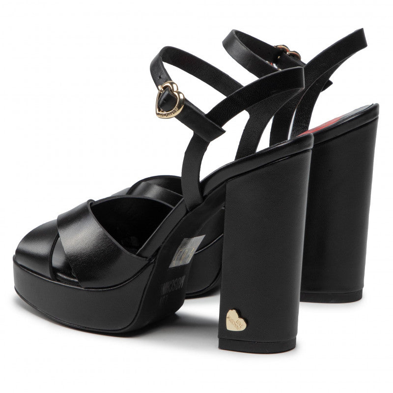 Scarpe Donna LOVE MOSCHINO Sandali con Tacco in Pelle Nera