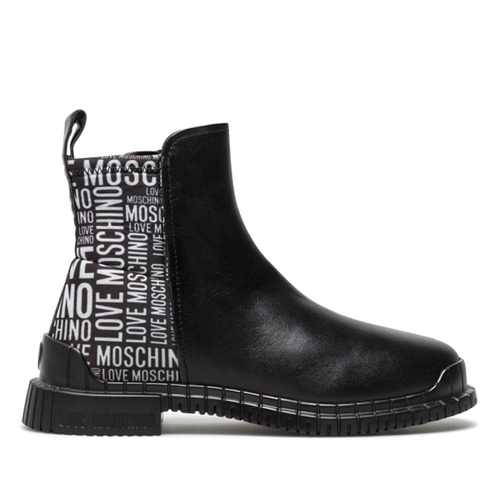 Damenschuhe LOVE MOSCHINO Chelsea Boots aus schwarzem Leder und