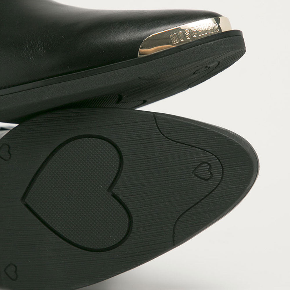 Scarpe Donna LOVE MOSCHINO Stivaletti Texani in Pelle Nera con Frange
