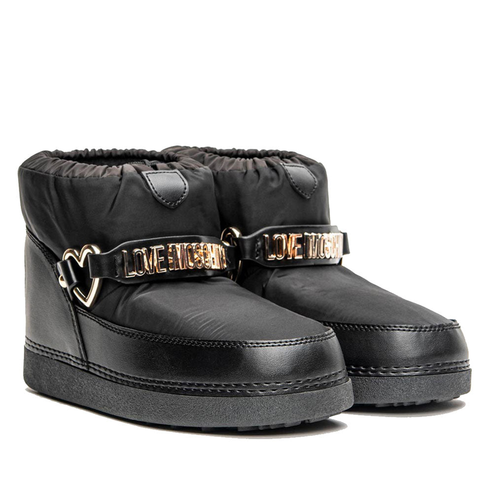 Scarpe Donna LOVE MOSCHINO Stivaletti da Neve Neri con Catena