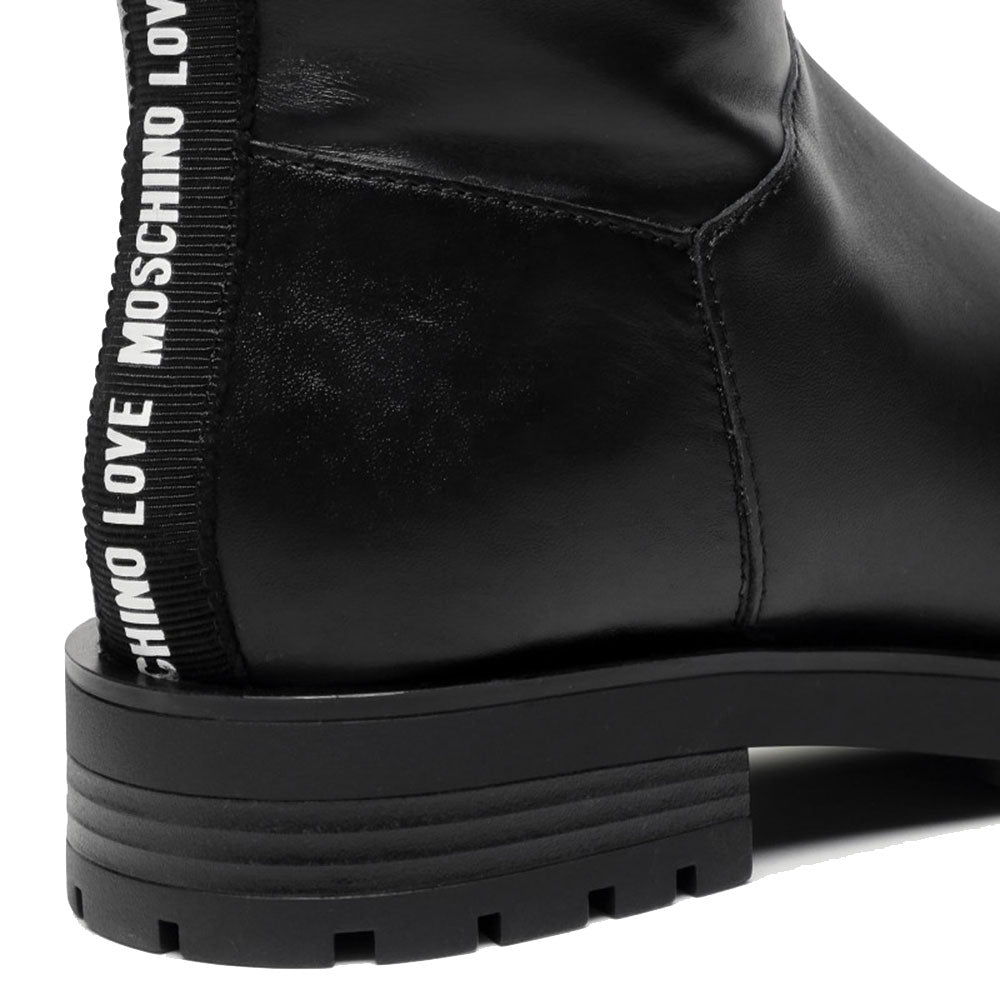 Scarpe Donna LOVE MOSCHINO Stivali in Pelle Nera con Logo LM