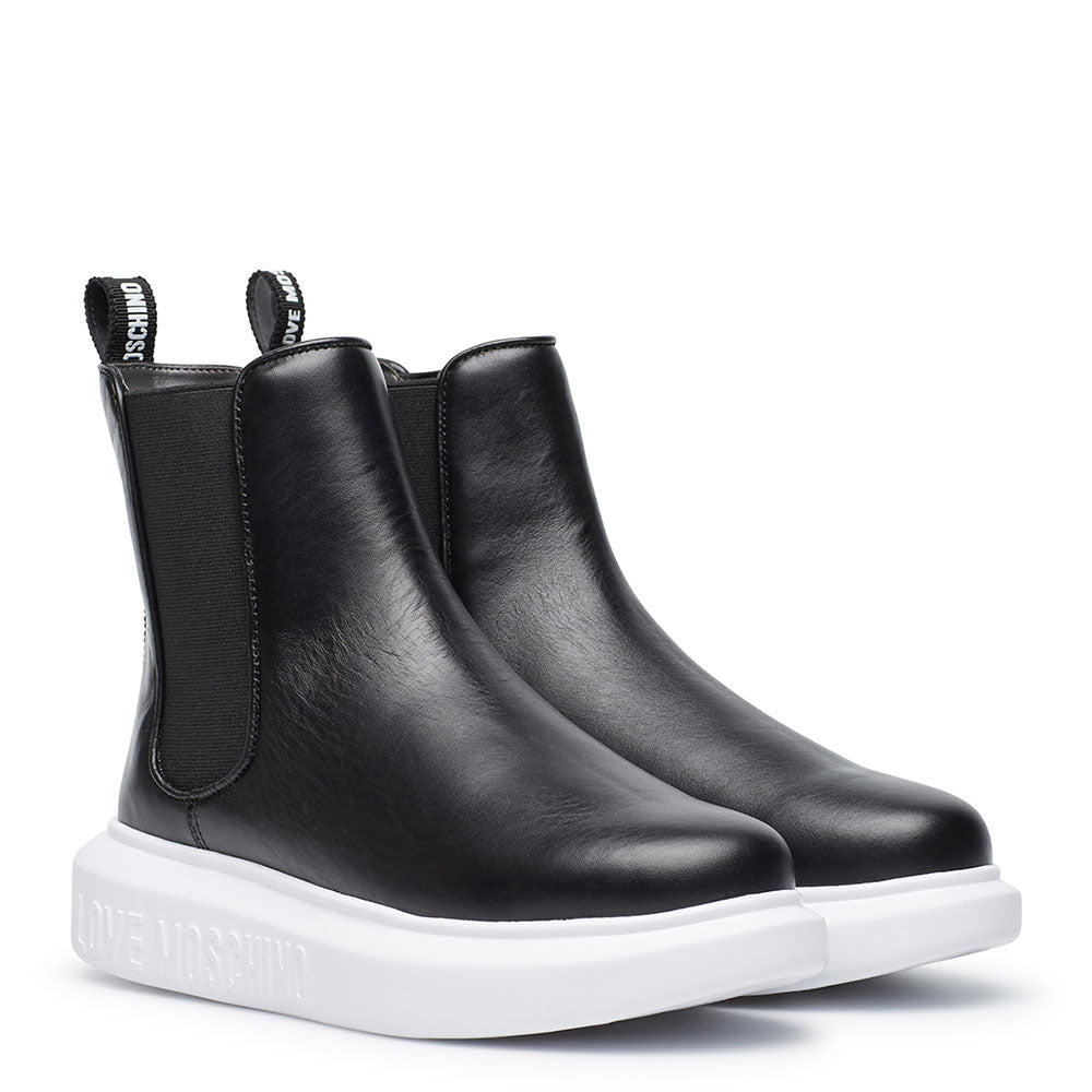 Scarpe Donna LOVE MOSCHINO Stivaletti in Pelle Nera linea Street Love