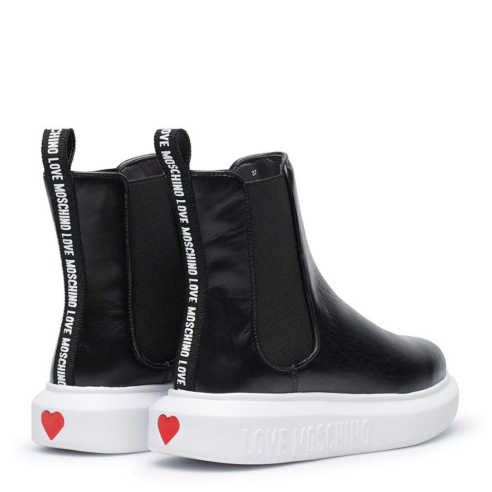 Scarpe Donna LOVE MOSCHINO Stivaletti in Pelle Nera linea Street Love