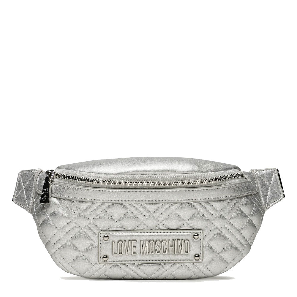 LOVE MOSCHINO Gürteltasche Shiny Quilted Silver Linie JC4003 zum