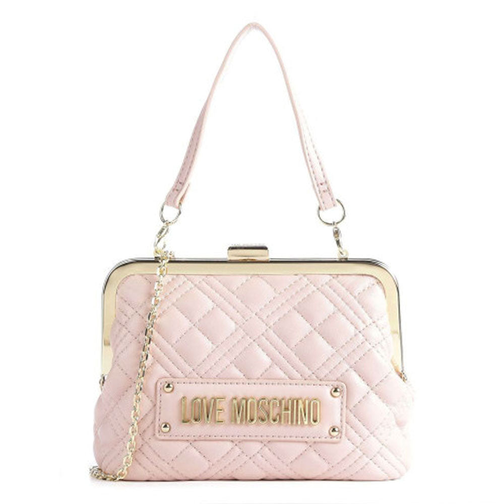 Borsa Donna a Mano con Chiusura a Scatto LOVE MOSCHINO linea Shiny Quilted Rosa Nude