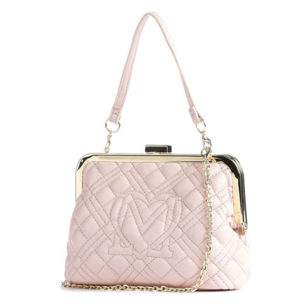 Borsa Donna a Mano con Chiusura a Scatto LOVE MOSCHINO linea Shiny Quilted Rosa Nude