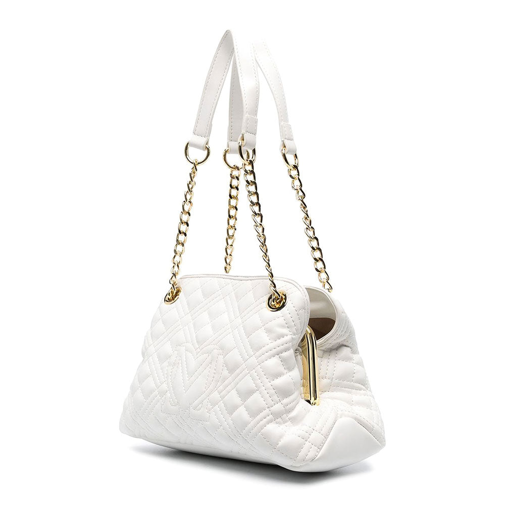 Borsa Donna Piccola a Spalla LOVE MOSCHINO linea Shiny Quilted colore Off White JC4014