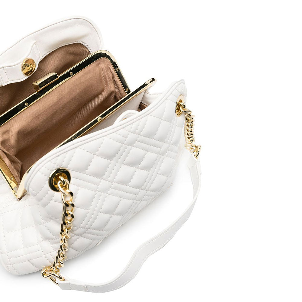 Borsa Donna Piccola a Spalla LOVE MOSCHINO linea Shiny Quilted colore Off White JC4014