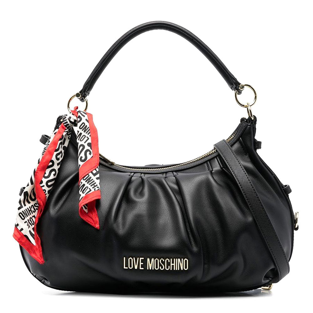 Borsa Donna Hobo a Spalla con Foulard LOVE MOSCHINO linea City Bag colore Nero
