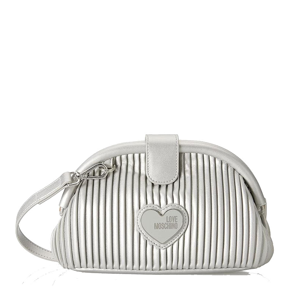 Damen-Clutch mit Schultergurt LOVE MOSCHINO Silberne Plissee-Linie JC4045