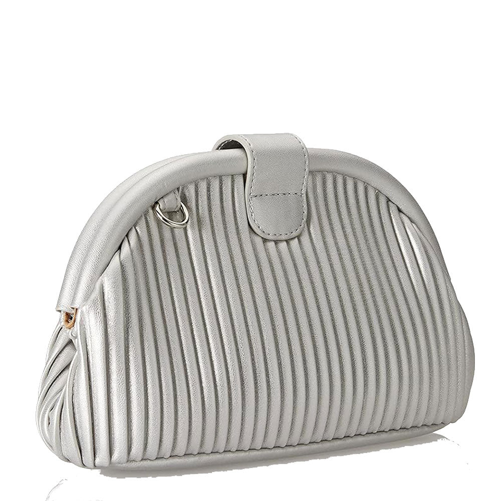 Damen-Clutch mit Schultergurt LOVE MOSCHINO Silberne Plissee-Linie JC4045