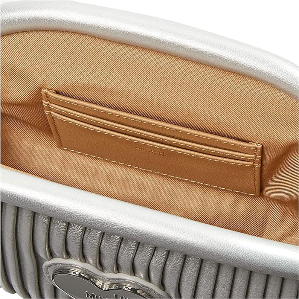 Damen-Clutch mit Schultergurt LOVE MOSCHINO Silberne Plissee-Linie JC4045