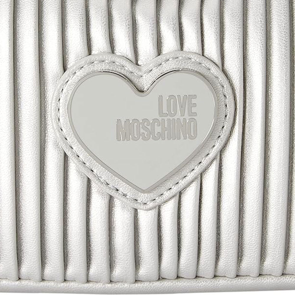 Damen-Clutch mit Schultergurt LOVE MOSCHINO Silberne Plissee-Linie JC4045