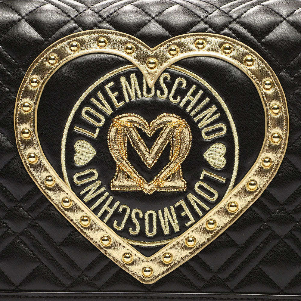 Borsa Donna a Spalla LOVE MOSCHINO Nera con Maxi Logo e Foulard