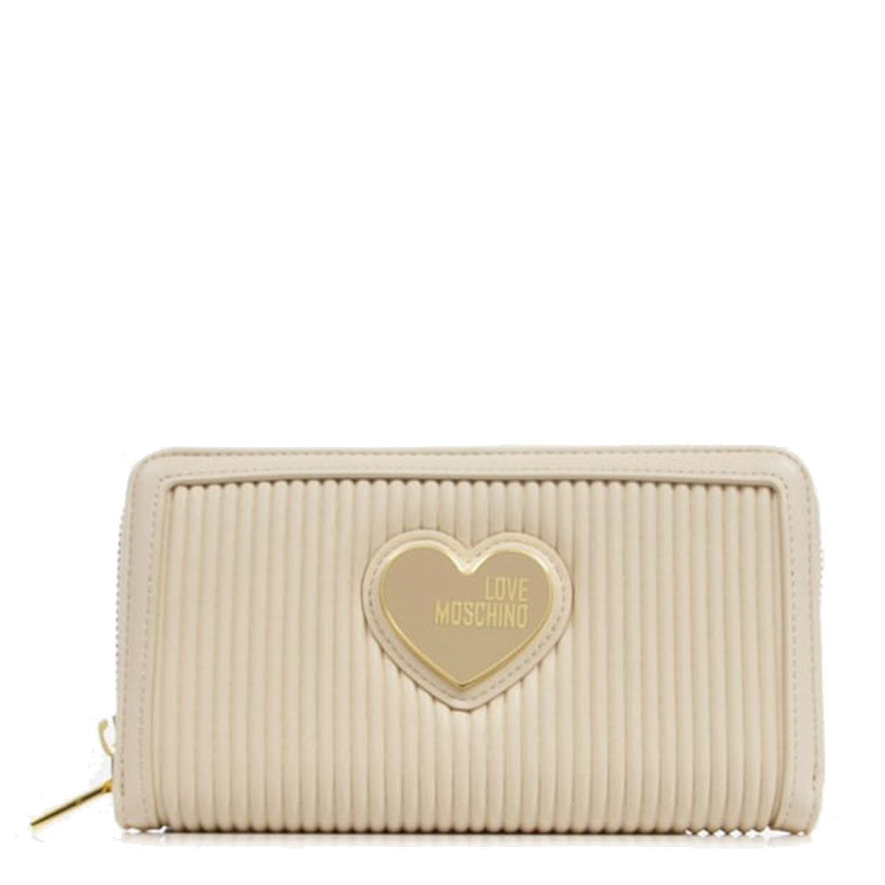 Portafoglio Donna Zip Around LOVE MOSCHINO linea Pleated Avorio