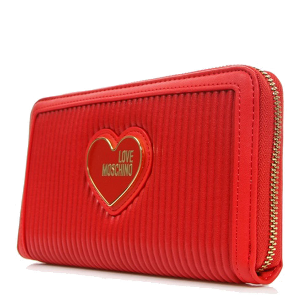 Portafoglio Donna Zip Around LOVE MOSCHINO linea Pleated Rosso