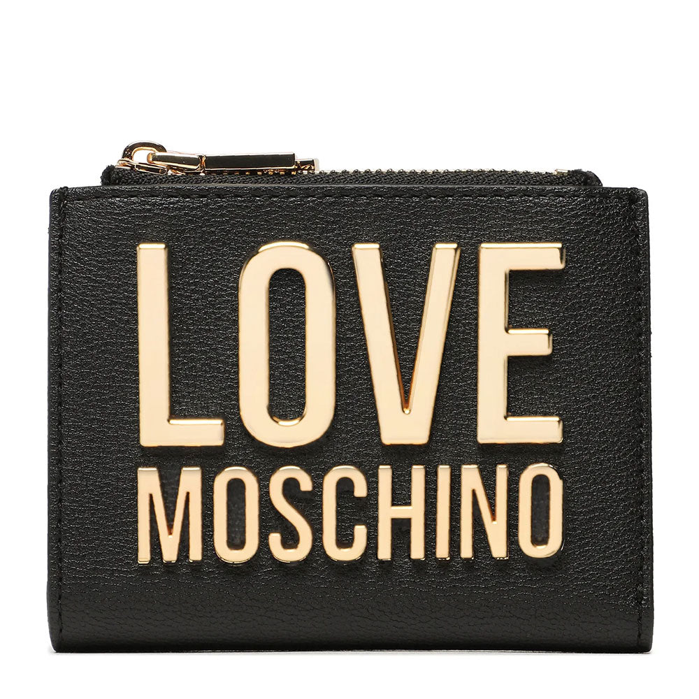 Portafoglio Donna Piccolo Con Ricamo Cuore - Pelle PU, 4 Scomparti Carte, Cerniera, Nappa, 11,5x9 Cm, Regalo Per Ragazze (Blu)