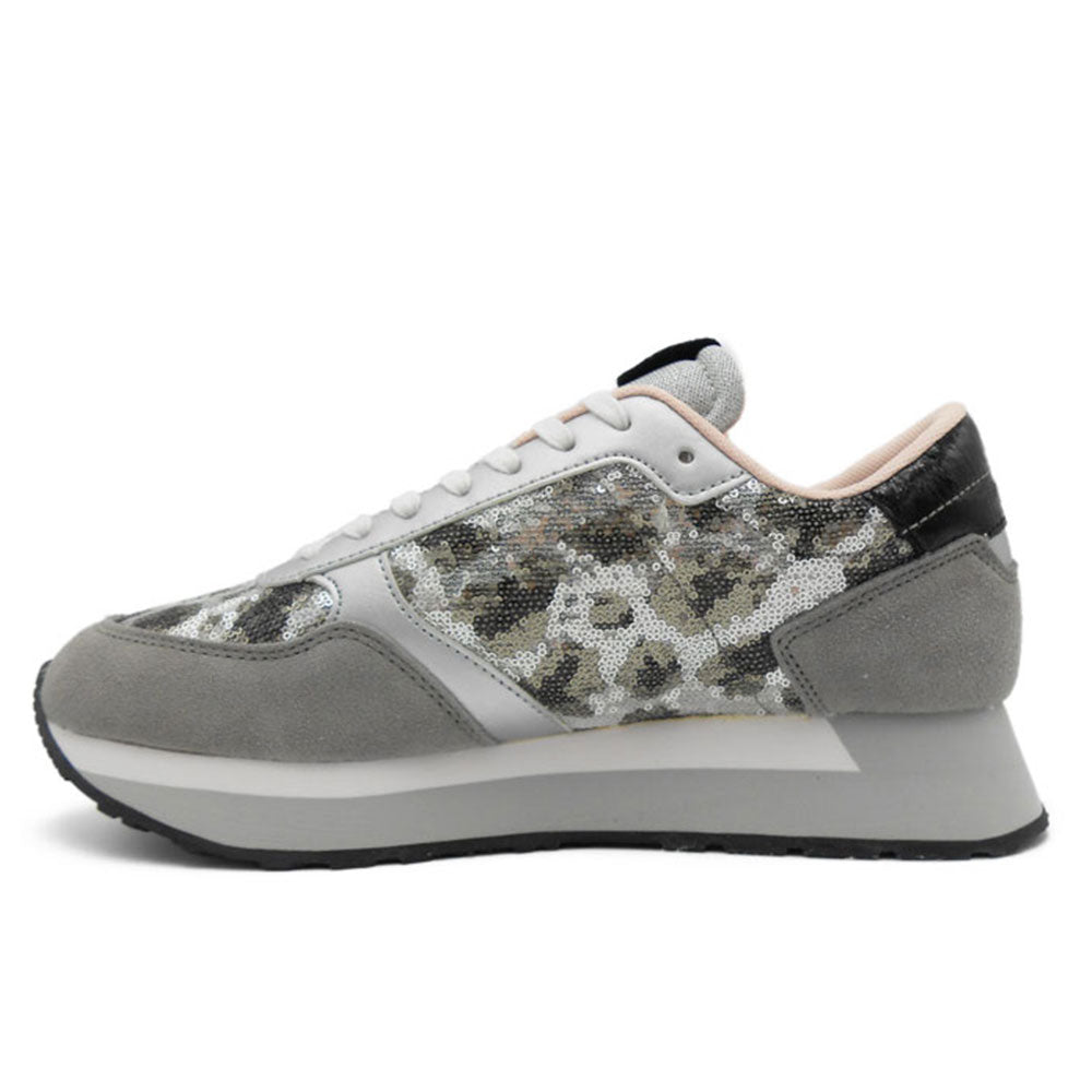 Scarpe Donna Sun68 Sneakers Kelly Paillettes Animal Grigio Scuro