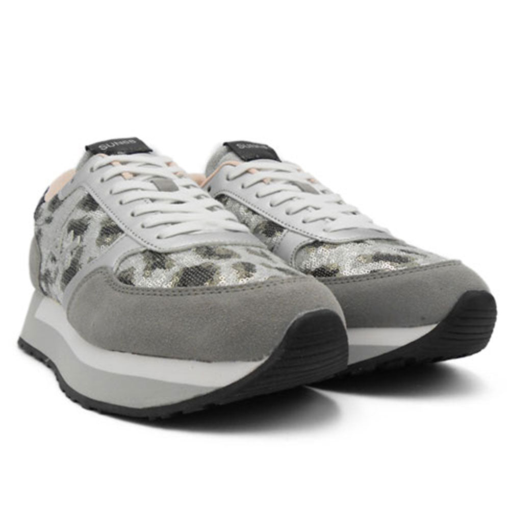 Scarpe Donna Sun68 Sneakers Kelly Paillettes Animal Grigio Scuro